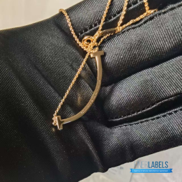 QC Tiffany & Co. T Smile Diamond Pendant Necklace