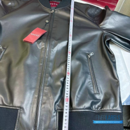 QC Gucci Black Leather Bomber Jacket