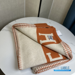 QC Hermès Avalon Throw Blanket in the iconic orange and ecru colorway