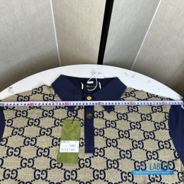 QC Gucci Men's GG Silk and Cotton Jacquard Polo Shirt