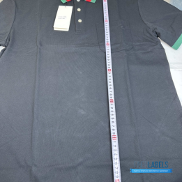 QC Gucci Cotton Piquet Polo Shirt in Green and Red Striped Web Collar