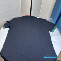 QC Gucci Cotton Piquet Polo Shirt in Green and Red Striped Web Collar