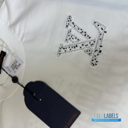 QC Louis Vuitton White Embroidered t-shirt