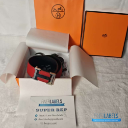 Hermès Constance Belt in Rouge Casaque Red Epsom Leather
