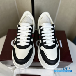 QC Gucci Men's Chunky Sneakers in Black and White Leather