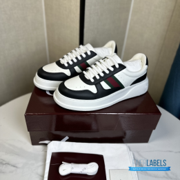 QC Gucci Men's Chunky Sneakers in Black and White Leather