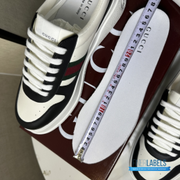 QC Gucci Men's Chunky Sneakers in Black and White Leather