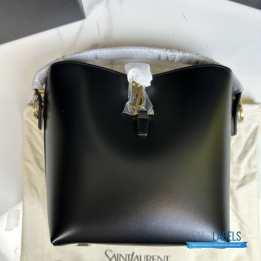 QC YSL Le 37 Bucket Bag in black shiny leather