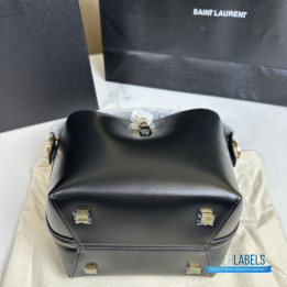 QC YSL Le 37 Bucket Bag in black shiny leather