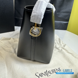 QC YSL Le 37 Bucket Bag in black shiny leather