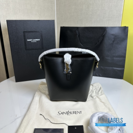 QC YSL Le 37 Bucket Bag in black shiny leather
