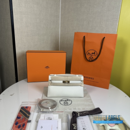 QC Hermès Kelly Pochette White Clutch