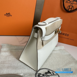 QC Hermès Kelly Pochette White Clutch