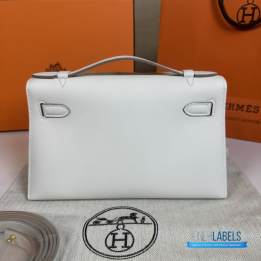 QC Hermès Kelly Pochette White Clutch