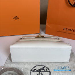 QC Hermès Kelly Pochette White Clutch