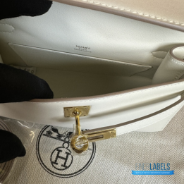 QC Hermès Kelly Pochette White Clutch