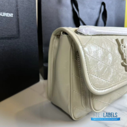 QC YSL Niki Baby Bag in white vintage leather