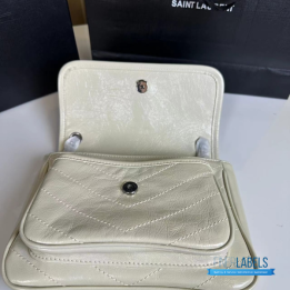 QC YSL Niki Baby Bag in white vintage leather