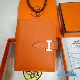 QC Hermès Bearn Compact Wallet in Orange Epsom Leather