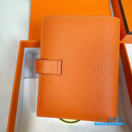 QC Hermès Bearn Compact Wallet in Orange Epsom Leather