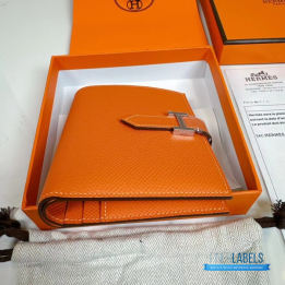 QC Hermès Bearn Compact Wallet in Orange Epsom Leather
