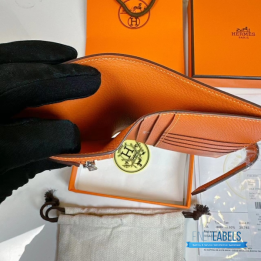 QC Hermès Bearn Compact Wallet in Orange Epsom Leather