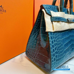 QC Hermès Birkin Handbag in shiny crocodile leather