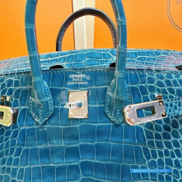 QC Hermès Birkin Handbag in shiny crocodile leather