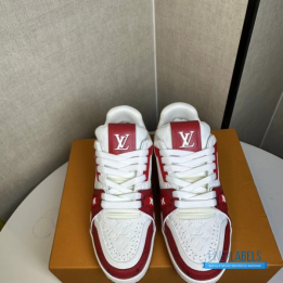 QC Louis Vuitton Trainer #54 Sneakers in a Red and White Colorway