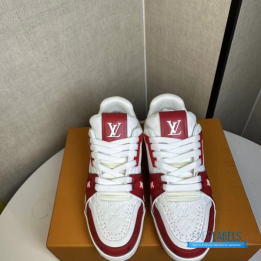 QC Louis Vuitton Trainer #54 Sneakers in a Red and White Colorway