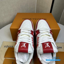QC Louis Vuitton Trainer #54 Sneakers in a Red and White Colorway