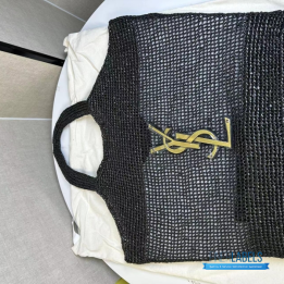 QC YSL Icare Maxi Tote in Black Raffia