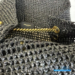 QC YSL Icare Maxi Tote in Black Raffia