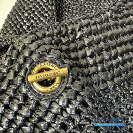 QC YSL Icare Maxi Tote in Black Raffia