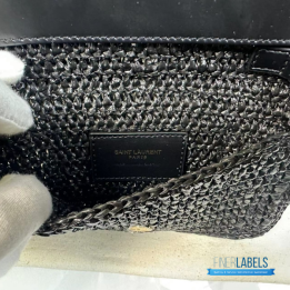 QC YSL Icare Maxi Tote in Black Raffia