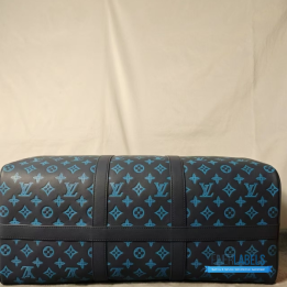 QC Louis Vuitton Keepall Bandoulière 50 Blue Monogram Shadow Leather
