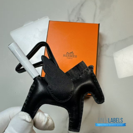 QC Hermès Rodeo Pegase PM Charm in Black