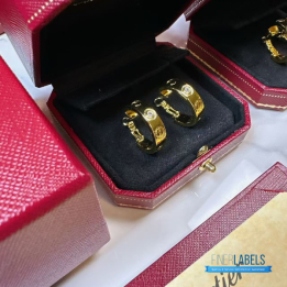 QC Cartier Love Hoop Diamond Earrings (Yellow)