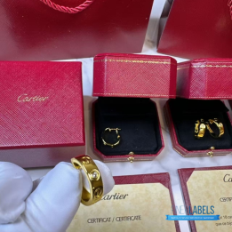 QC Cartier Love Hoop Diamond Earrings (Yellow)