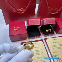 QC Cartier Love Hoop Diamond Earrings (Yellow)