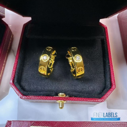 QC Cartier Love Hoop Diamond Earrings (Yellow)