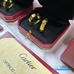 QC Cartier Love Hoop Diamond Earrings (Yellow)