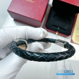 QC Cartier Braided Leather Bracelet