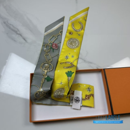 QC Hermès C'est la Fête Twilly Scarf Yellow