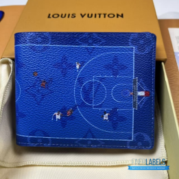 QC Louis Vuitton Slender Wallet in Basketball Blue