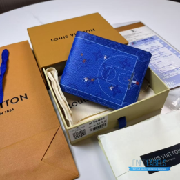 QC Louis Vuitton Slender Wallet in Basketball Blue