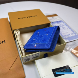 QC Louis Vuitton Slender Wallet in Basketball Blue