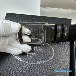 QC Prada Saffiano Reversible Leather Belt