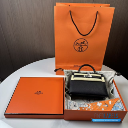 QC Hermes Goatskin Kelly 20 (Mini Black)
