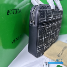 QC Bottega Veneta Atlas Intrecciato Leather Briefcase